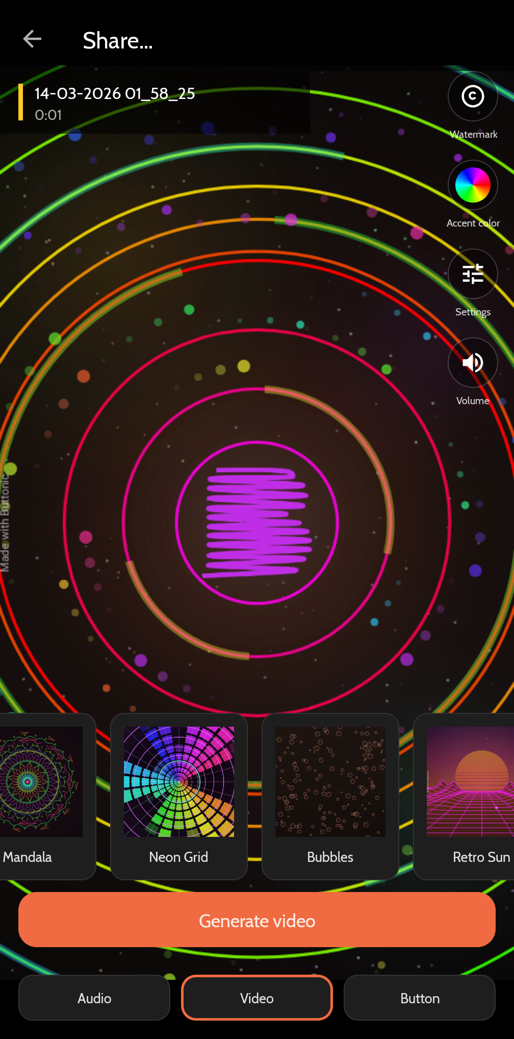Buttonic audio-reactive video