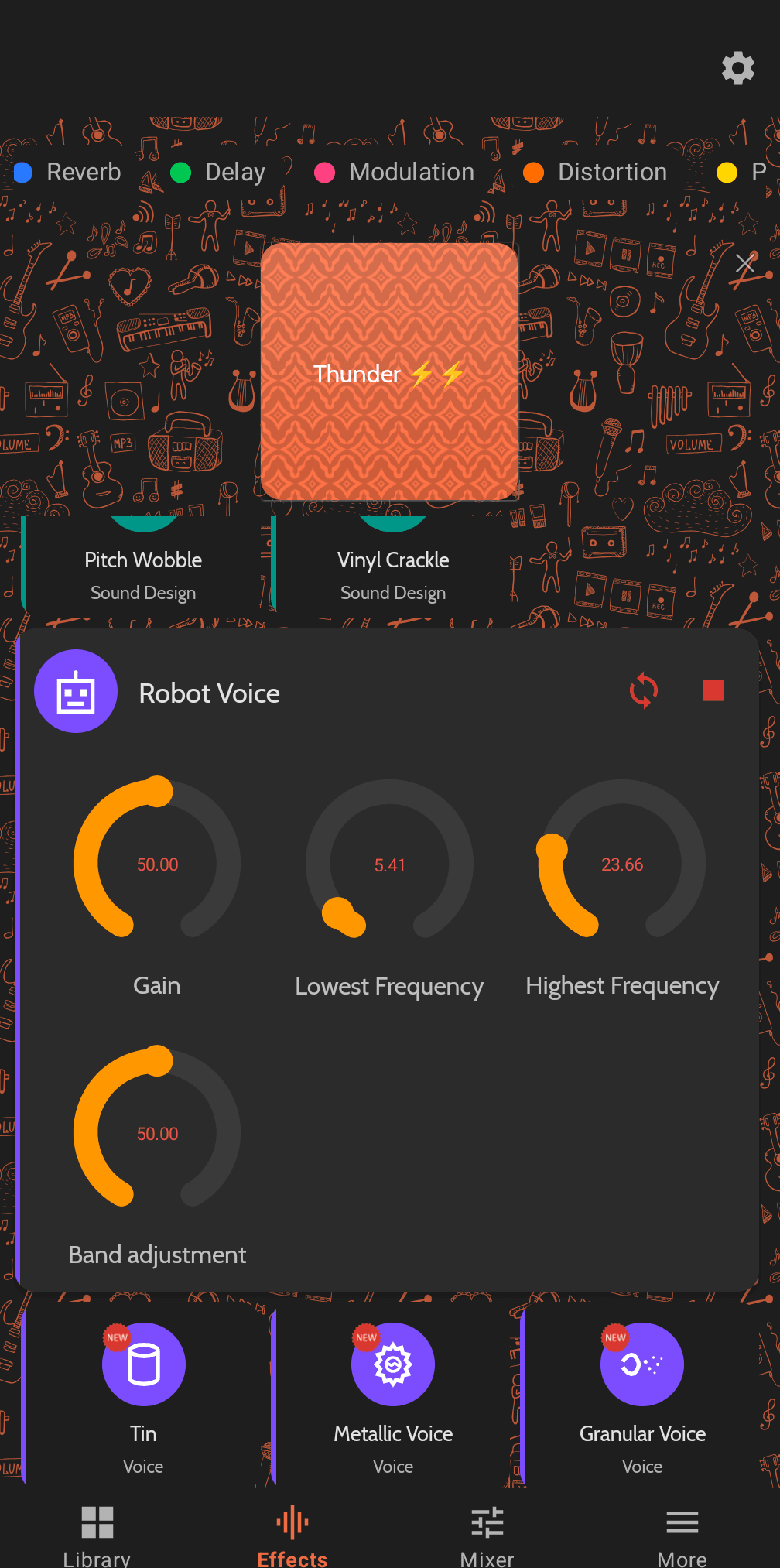 Par&aacute;metros de efectos Buttonic