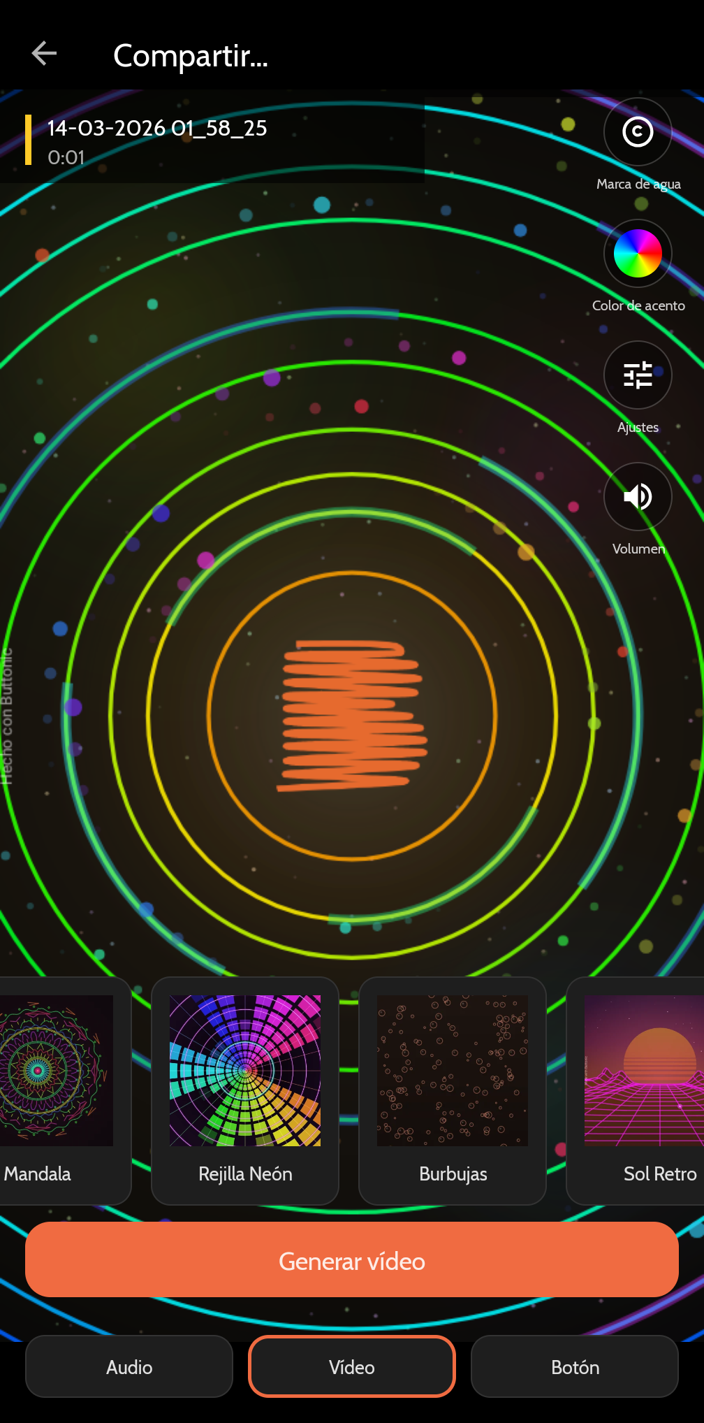 V&iacute;deo audio-reactivo Buttonic